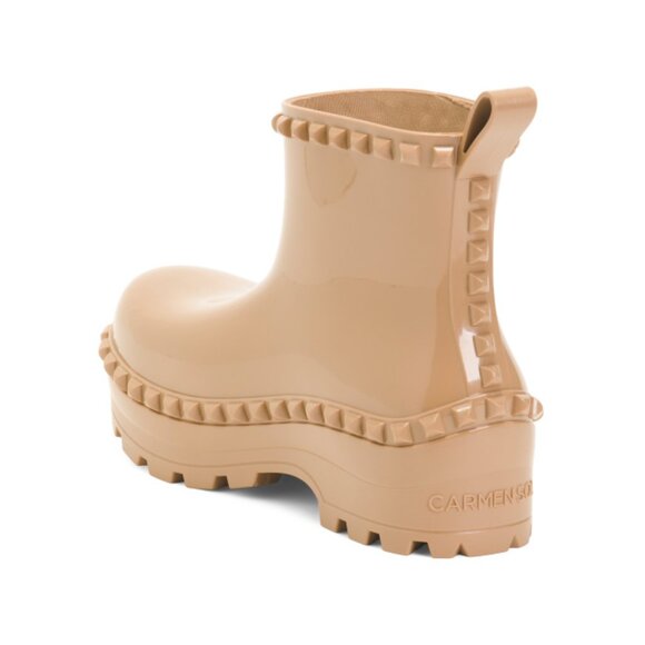 CARMEN SOL Nude Made In Italy Waterproof Graziano Jelly Studded Boots - Picture 2 of 2